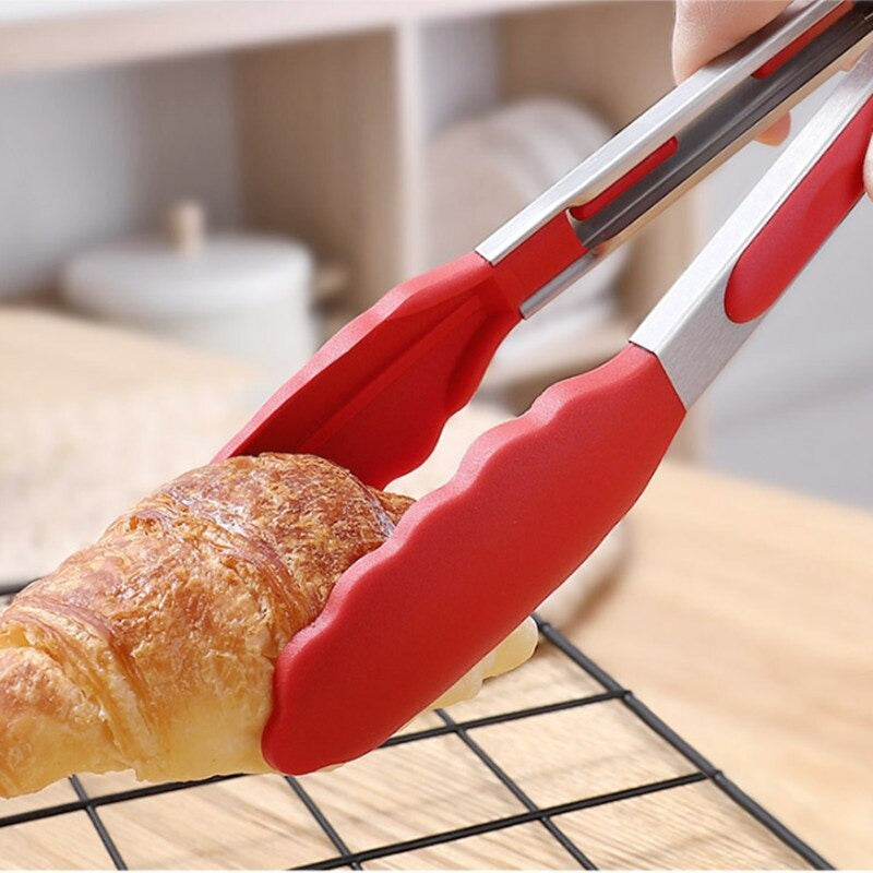 Silicone BBQ Grilling Tong Non‑Stick Kitchen Cooking & Serving Tong with Stainless Steel Handle