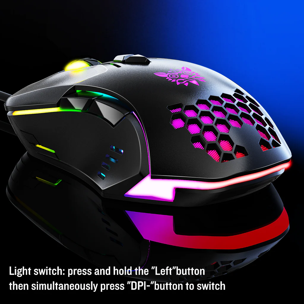 ONIKUMA CW902 Wired Gaming Mouse 6400 DPI RGB Lighting 7 Programmable Buttons 1 Year Warranty