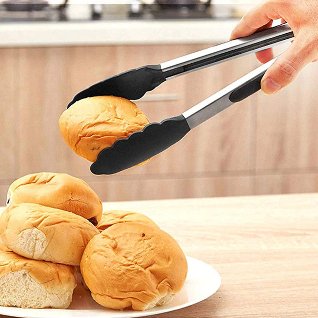 Silicone BBQ Grilling Tong Non‑Stick Kitchen Cooking & Serving Tong with Stainless Steel Handle