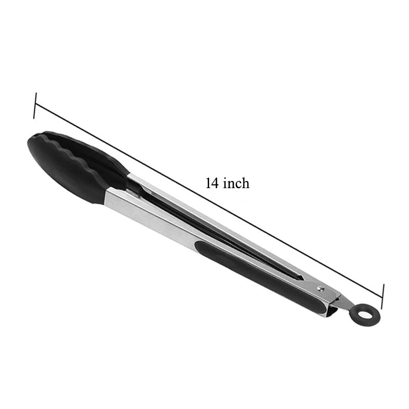 Silicone BBQ Grilling Tong Non‑Stick Kitchen Cooking & Serving Tong with Stainless Steel Handle