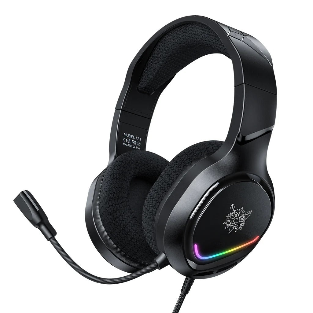 ONIKUMA X31 RGB Dynamic Professional Gaming Headphone Stereo Surround Sound Omnidirectional Mic Wired Headset for PC PS4 Xbox Phone 1 Year Warranty