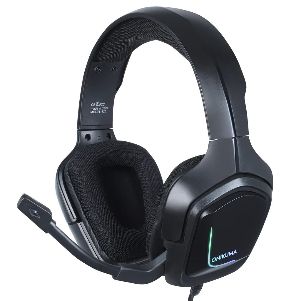 ONIKUMA K20 Wired RGB Gaming Headset Omnidirectional Mic Comfortable Over-Ear Design PC PS4 Xbox 1 Year Warranty