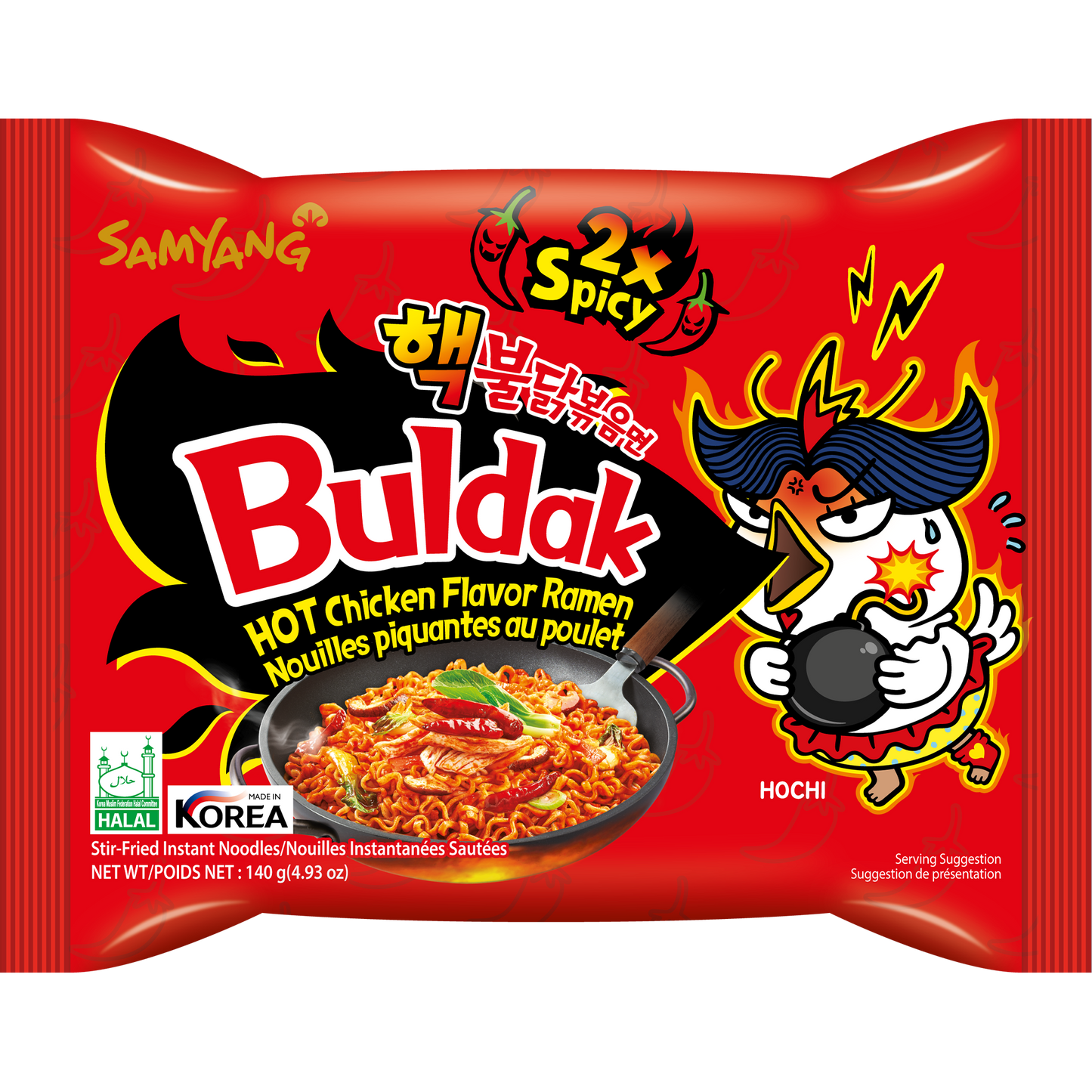 Samyang Buldak Ramen 2X Spicy 140g Korean Hot Chicken Flavor Double Spicy Fire Noodles Authentic Instant Ramen Challenge Pack