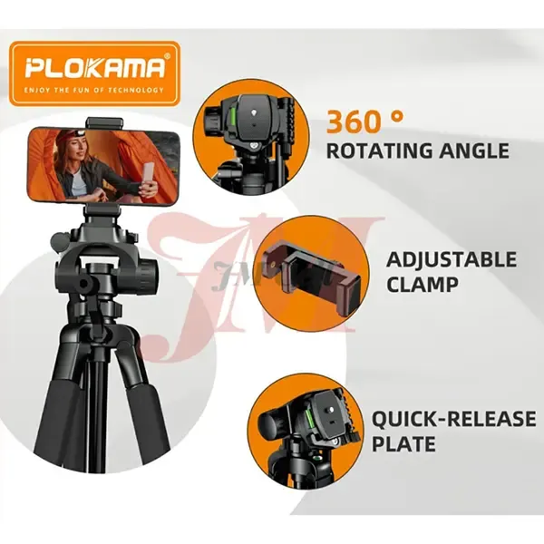 Professional Tripod for Camera DSLR Mobile Plokama PK-9970 1800mm Adjustable Stand for Photography and Video