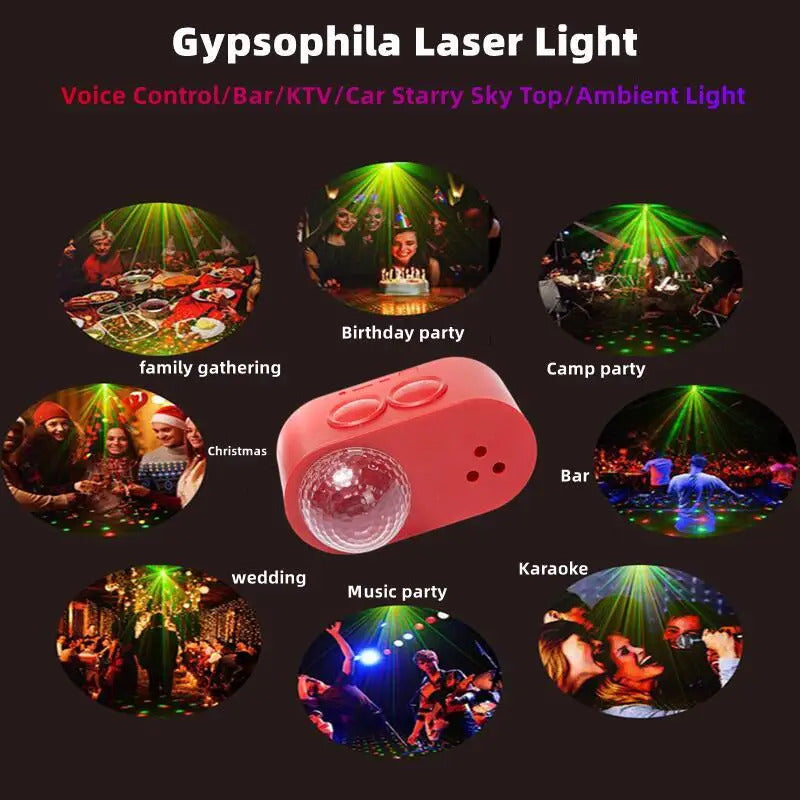Mini Laser Light 09 Series – Voice Controlled Self-Propelled Strobe Stage Light for Bar, KTV, Disco & Home Parties