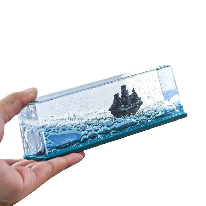 Liquid wave cruise ship Decoration Cruise ship fluid drifting bottle titanic table decoration ornaments graduation gift birthday gift for boys and girls