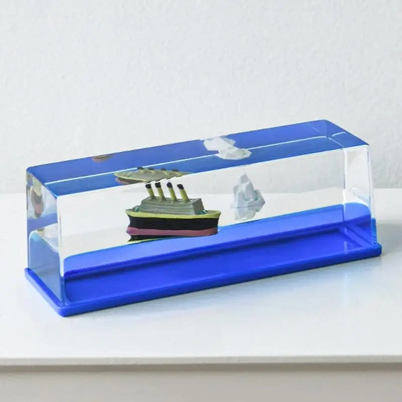 Liquid wave cruise ship Decoration Cruise ship fluid drifting bottle titanic table decoration ornaments graduation gift birthday gift for boys and girls