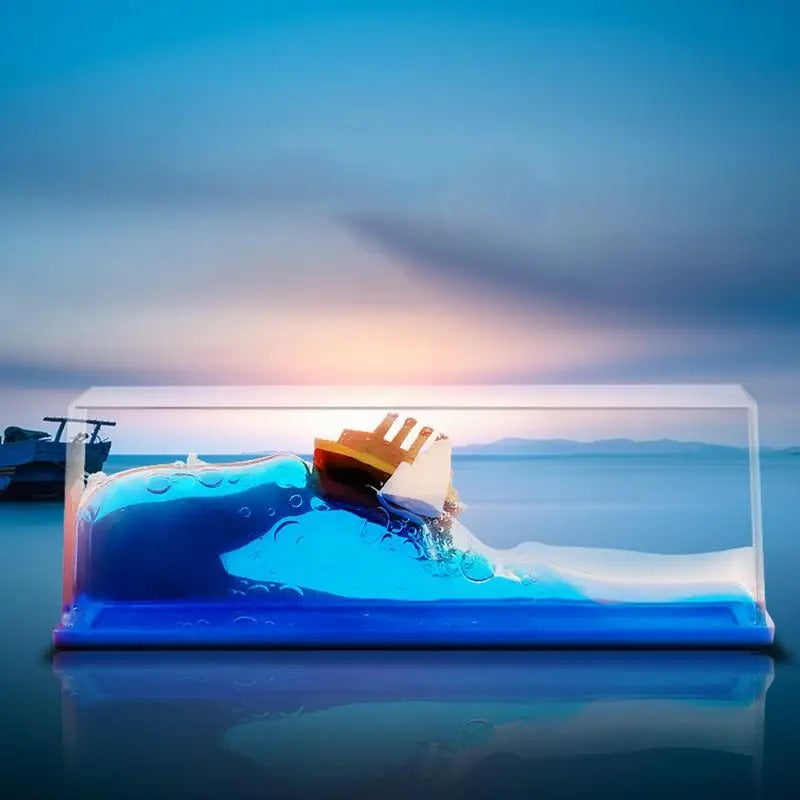 Liquid wave cruise ship Decoration Cruise ship fluid drifting bottle titanic table decoration ornaments graduation gift birthday gift for boys and girls