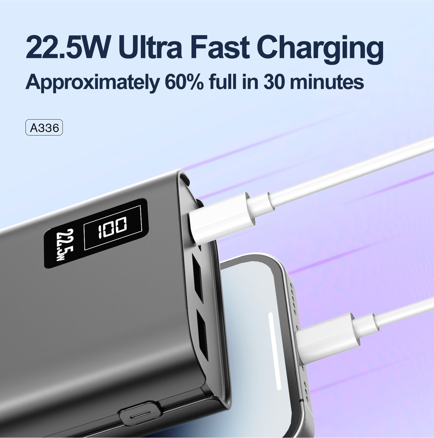 Aspor A336 20000mAh 22.5W PD + QC3.0 Fast Charging Power Bank LCD Display