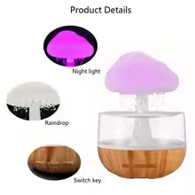 Cloud Humidifier Rain Colorful Mushroom Raindrop Sleep Aid Atmosphere Lamp Night Light Essential Oil Humidifier Room Desktop