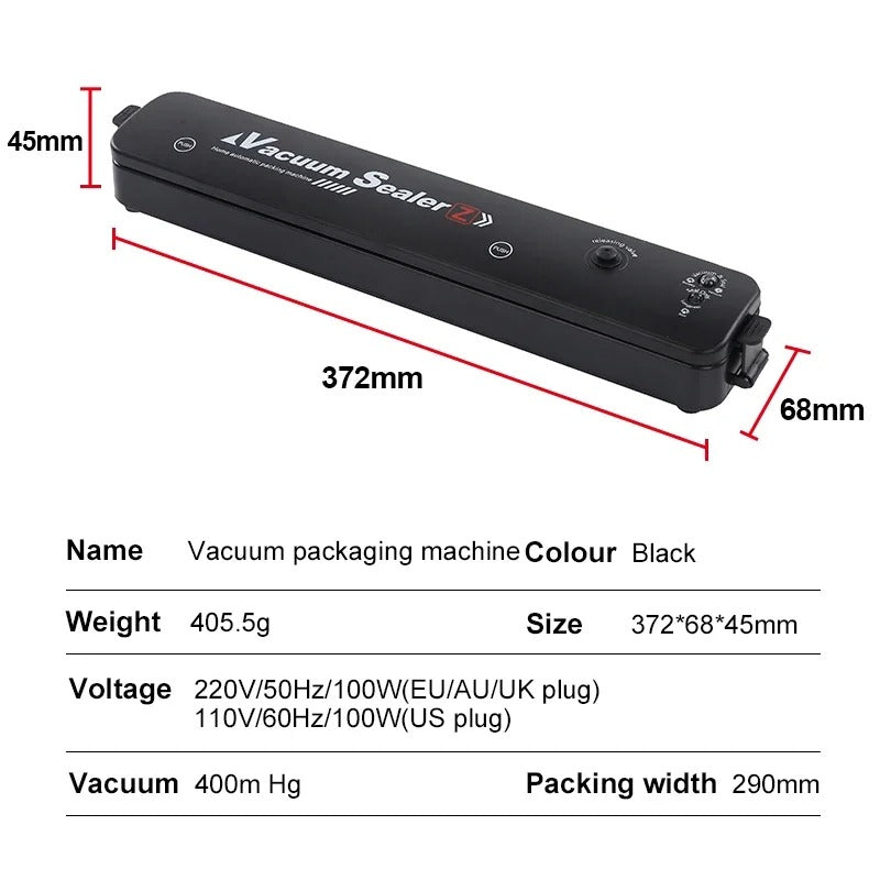 2024 NEW Food Vacuum Sealer Packaging Machine with Free 10pcs Vacuum bags Household Kitchen Food Vacuum Sealing
