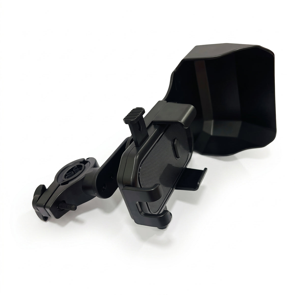 Motorcycle Handle Phone Mount Holder with Integrated Sun Visor & Rain Shield