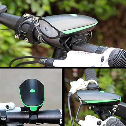 USB Rechargeable Bike Front Light with Horn Bicycle Cycling Headlamp Flashing LED Lamp