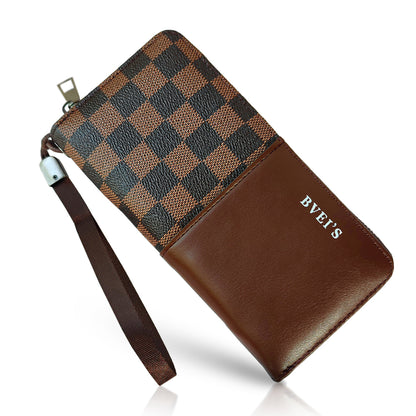 Honsun Bveis Long Men’s Plus Envelope Wallet – Large-Capacity Multi-Card Zippered Long Leather Wallet