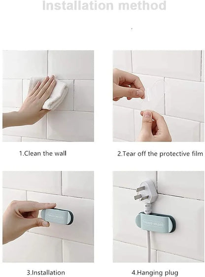 4-Piece Plug no Tail Hook self-Adhesive Wire Holder Wire Storage Device for Home and Office Cables