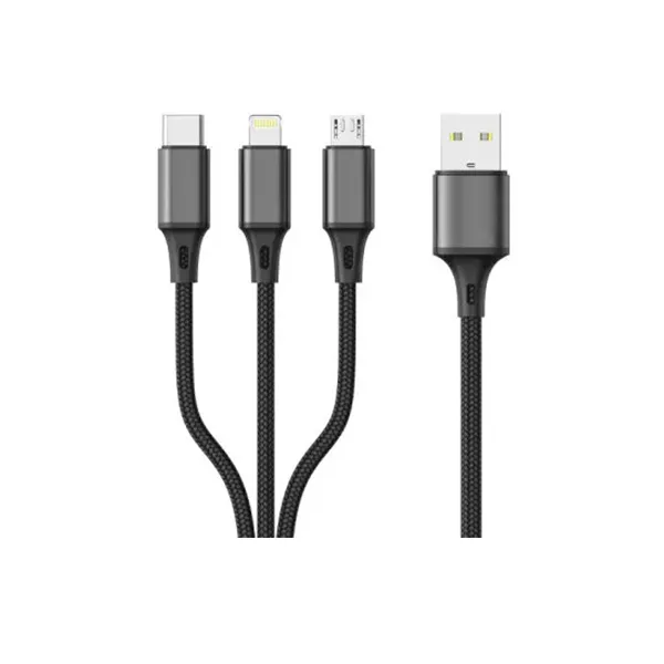 ASPOR AC-23 3 in 1 Charger Cable Aluminum Alloy 3A Micro USB / Type-C / Lightning Fast Charging Cable - 1 Meter