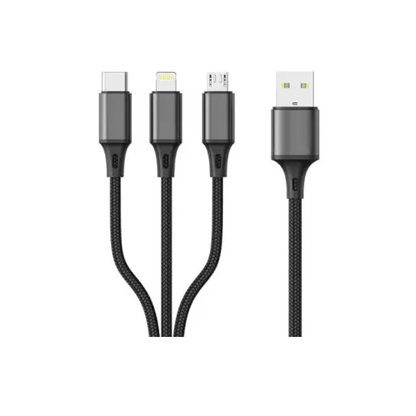 ASPOR AC-23 3 in 1 Charger Cable Aluminum Alloy 3A Micro USB / Type-C / Lightning Fast Charging Cable - 1 Meter