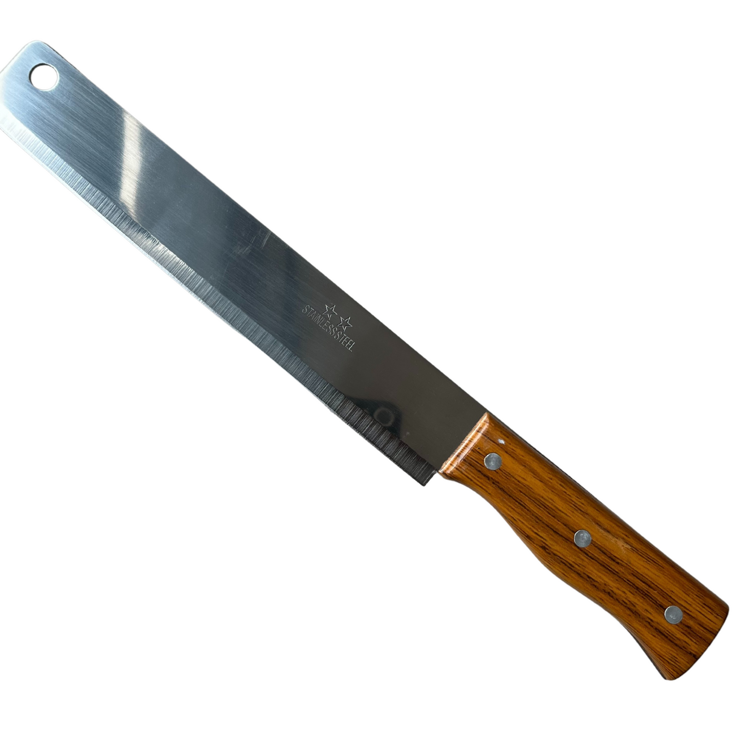 Brown Handle Square Kitchen Knife Stainless Steel Sharp Blade Durable Cooking Tool