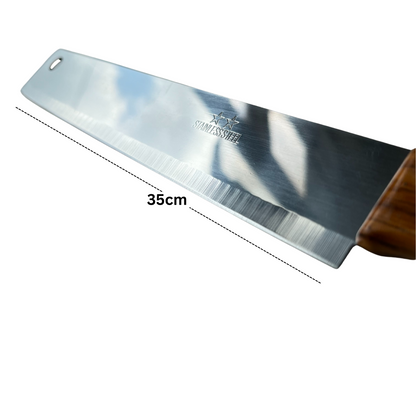 Brown Handle Square Kitchen Knife Stainless Steel Sharp Blade Durable Cooking Tool