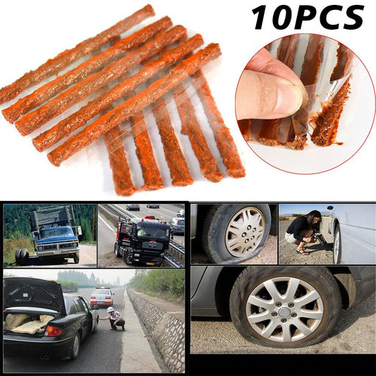 10PCS Tubeless Tire Repair Plugs – Tyre Puncture Seal Strip Kit for Car Bike Motorcycle
