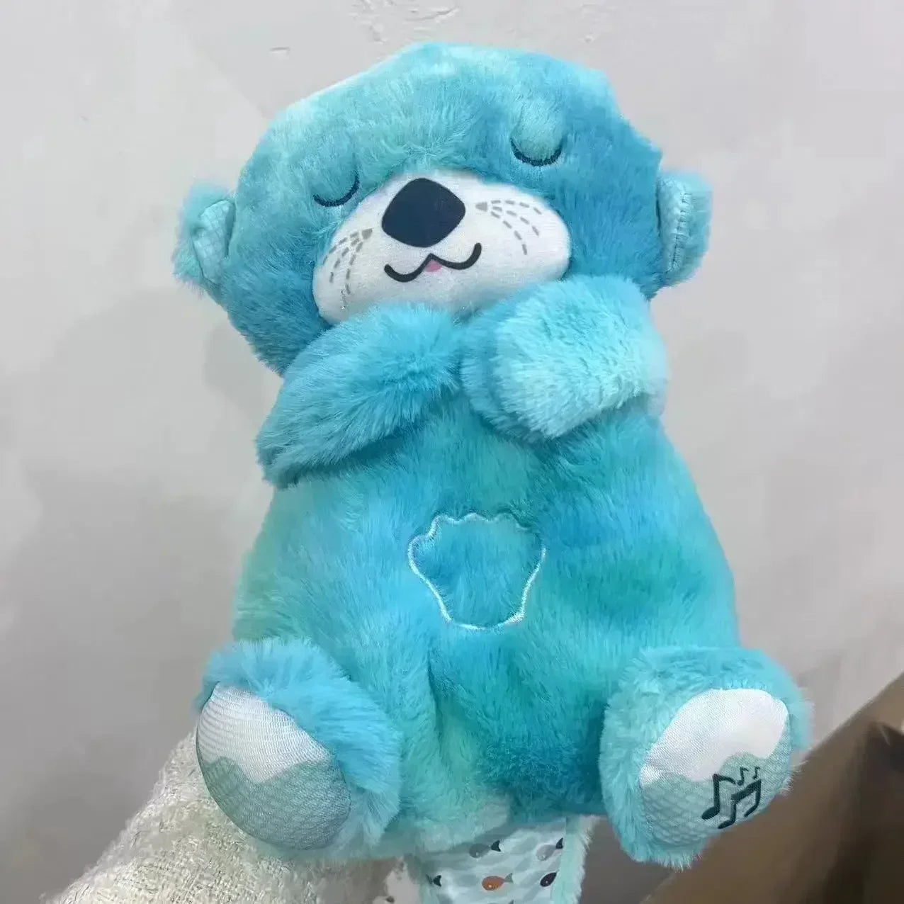 Breathing Teddy Bear Plush Sound Machine Soft Baby Toy with Music Lights and Soothing Motion
