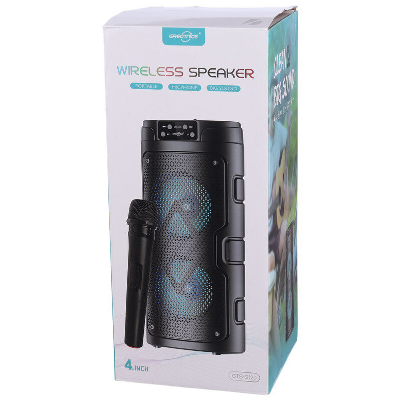 GTS 2129 Wireless Bluetooth Speaker Portable High Bass Speaker with USB, FM, AUX, and LED Lights