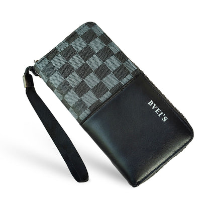 Honsun Bveis Long Men’s Plus Envelope Wallet – Large-Capacity Multi-Card Zippered Long Leather Wallet