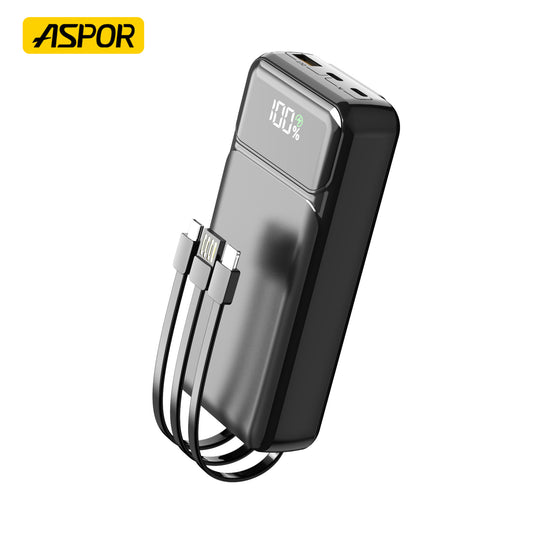 Aspor A316 20000mAh Power Bank PD 22.5W Fast Charging Portable External Phone Charger