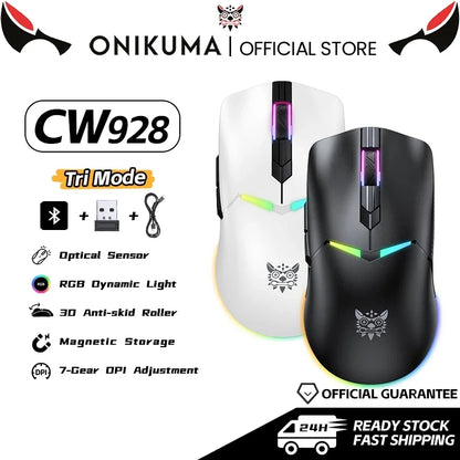 ONIKUMA CW928 Wireless Gaming Mouse 3-Mode Connectivity 12,000 DPI Lightweight Design 1 Year Warranty