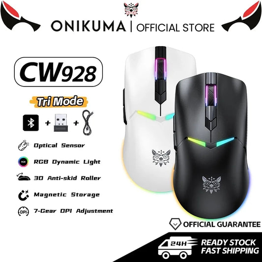 ONIKUMA CW928 Wireless Gaming Mouse 3-Mode Connectivity 12,000 DPI Lightweight Design 1 Year Warranty