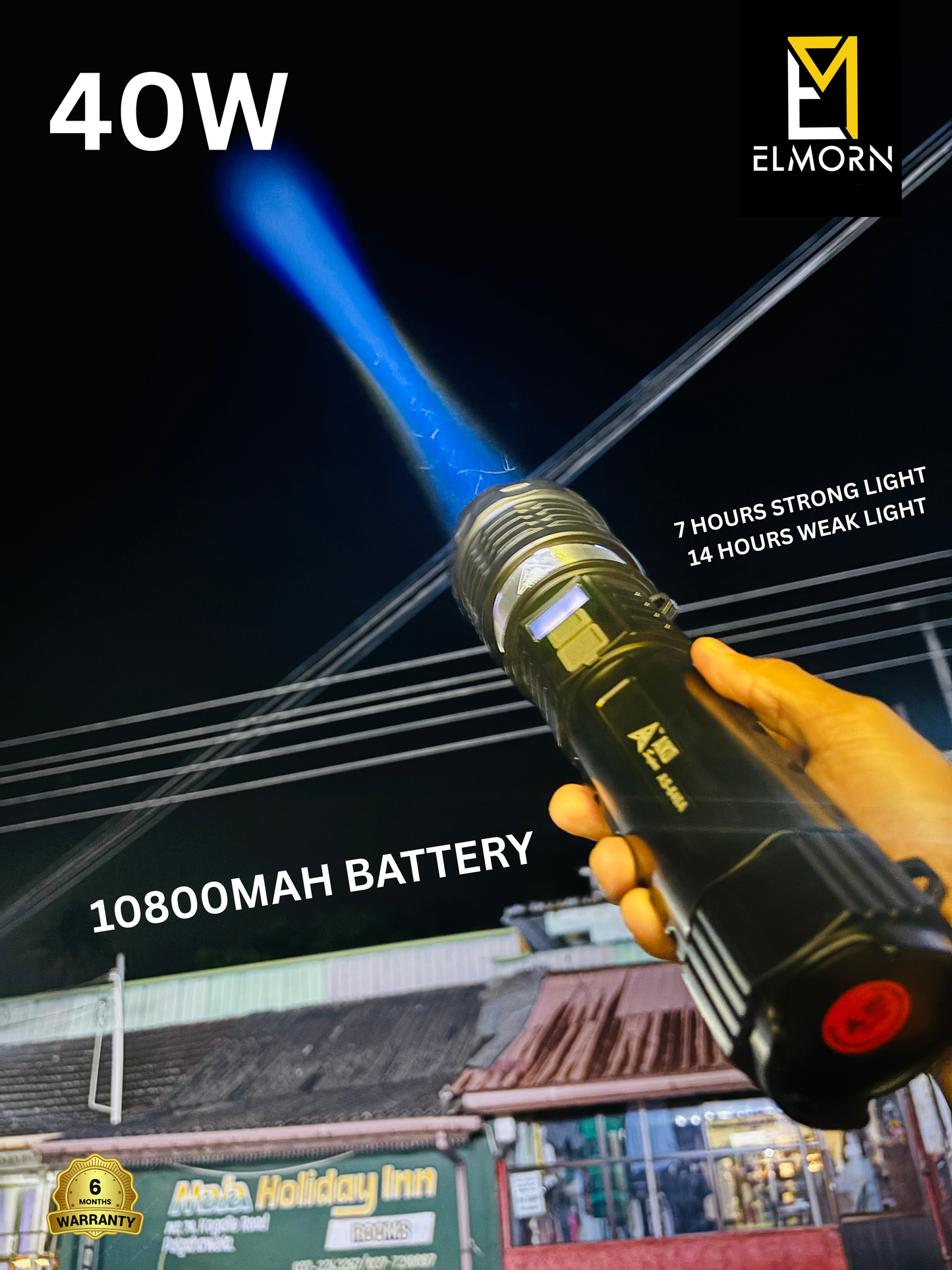 40W Aiko Super Rechargeable Camping LED Emergency Light 10800mAh Battery Security Torch