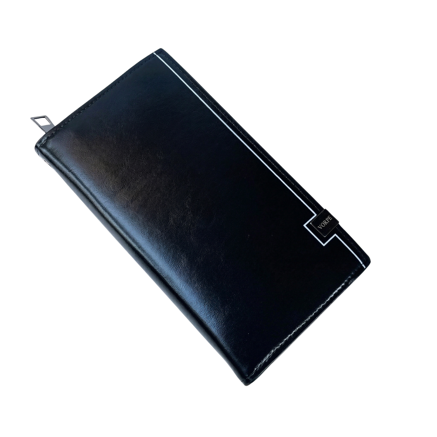 Men's Long Wallet Premium Black Color PU Multi-Functional Zipper Compartment Organizer for Travel Long Bifold Multi-Card Organizer Wallet