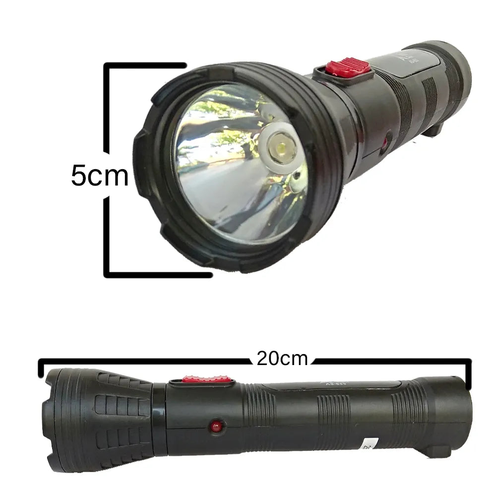 Aiko 655 Rechargeable Portable 1W LED Flashlight Torch for Camping Hiking Outdoor Use