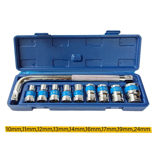 MLG 10Pcs Auto Maintenance Tool Set Combination Socket Wrench and Screwdriver Hex Set
