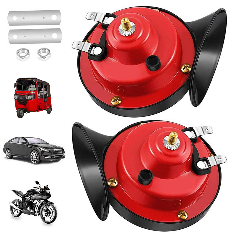 12V Dual-Tone Snail Electric Air Horn – Loud Horn for Car, Bike, Threewheel, Motorcycle, and Marine Use

