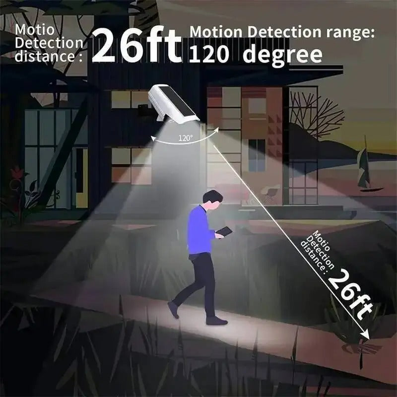 Solar Lights Outdoor Waterproof Motion Sensor Dummy Camera 77 LEDs Solar Spotlight Wall Street External Solar Lamp Garden Light