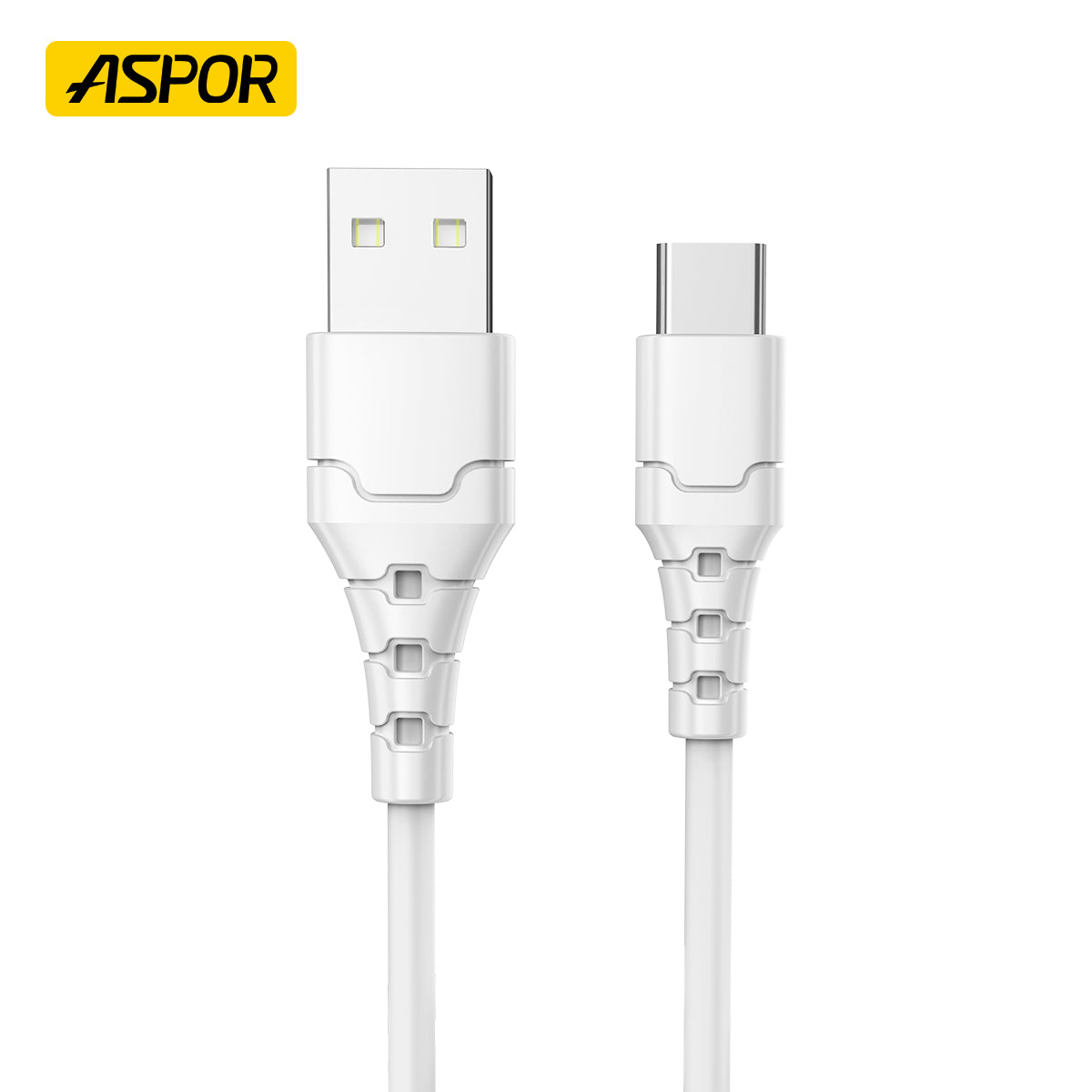 ASPOR A100 3-in-1 3A Fast Charging Cable – USB to Type-C, Micro USB & Lightning (1 Meter, White)