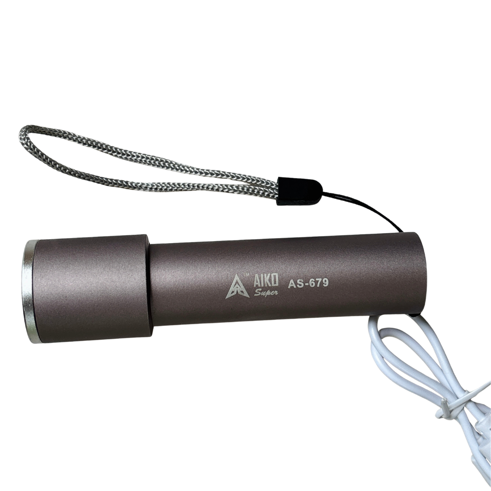 AIKO Super AS-679 5W Rechargeable LED Pocket Torch 1200mAh Mini Flashlight with Type-C Charging