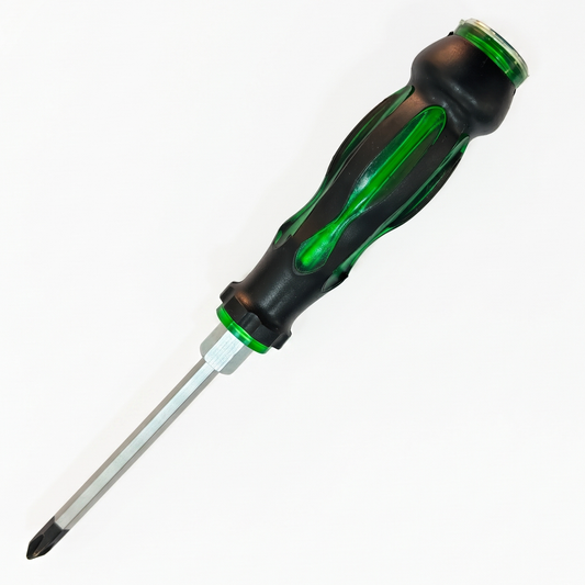 Professional Magnetic Phillips Screwdriver 20cm (10cm Shaft) with Anti-Slip Grip & Wrench Bolster