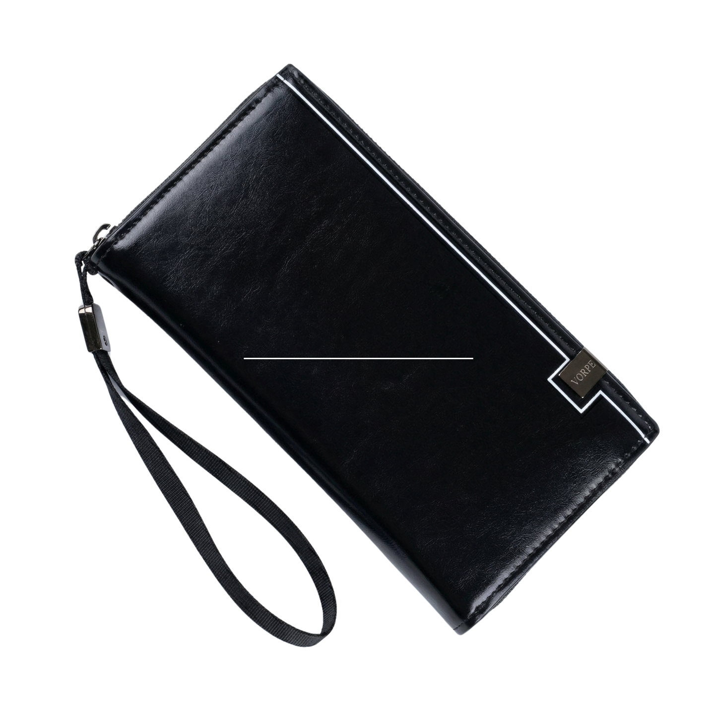 Men's Long Wallet Premium Black Color PU Multi-Functional Zipper Compartment Organizer for Travel Long Bifold Multi-Card Organizer Wallet