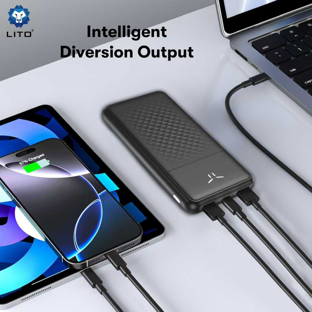 Original Lito 10000mAh Power bank High Capacity Portable Charger Fast Charging 10000mah Slim Mobile Phone Power Bank for iphone Laptop