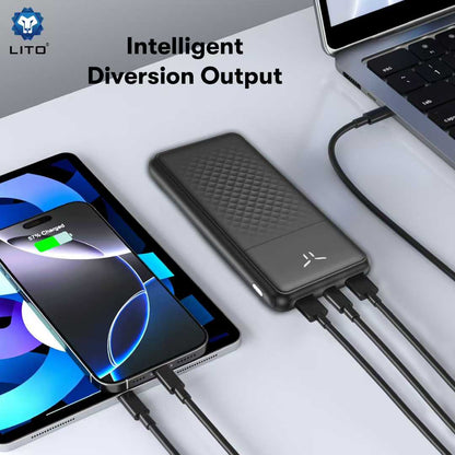 Original Lito 10000mAh Power bank High Capacity Portable Charger Fast Charging 10000mah Slim Mobile Phone Power Bank for iphone Laptop