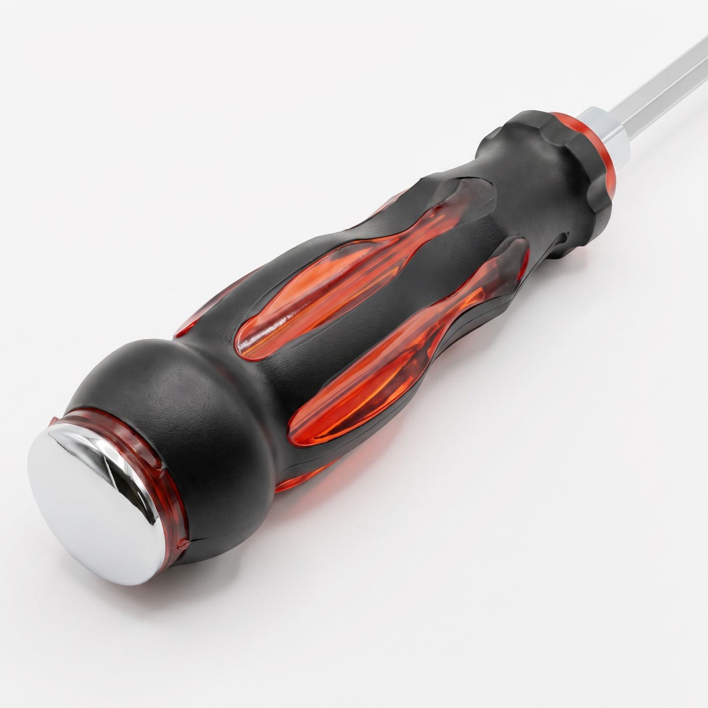 Magnetic Heavy-Duty Flathead Screwdriver with Ergonomic Grip & Hex Bolster