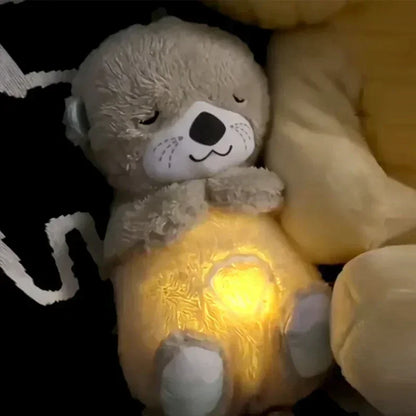 Breathing Teddy Bear Plush Sound Machine Soft Baby Toy with Music Lights and Soothing Motion
