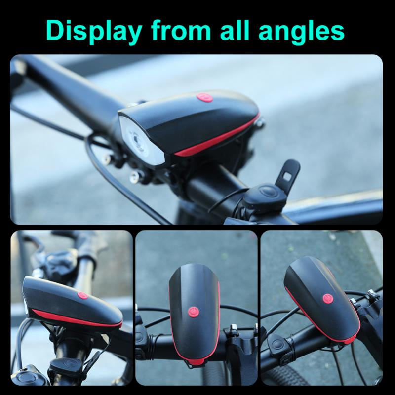 USB Rechargeable Bike Front Light with Horn Bicycle Cycling Headlamp Flashing LED Lamp