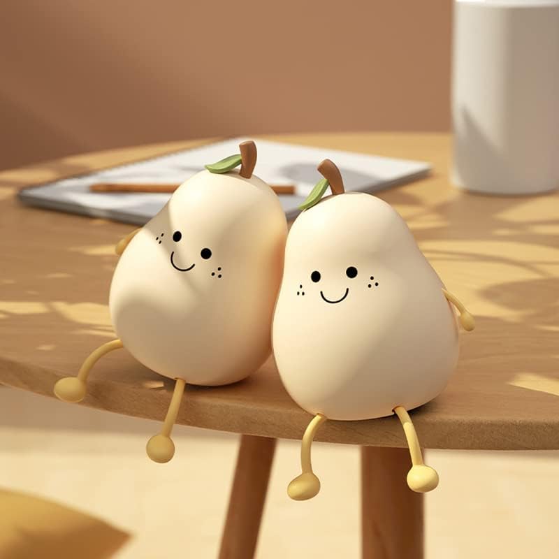 LED Cute Pear Night Light Dimmable Nursery Pear Lamp Super Squishy Silicone USB Rechargeable Touch Control