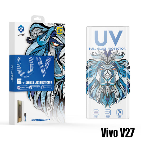 Vivo V27 Uv Tempered Glass Original Lito Vivo V27 Uv Tempered GlassHD+ UV Tempered Glass Screen Protector Full Adhesive UV Curved Screen Protector