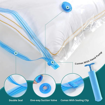 5Pcs Combo Vacuum Storage Bags with Pump for Clothes Comforters Home Packing Organizer Tracel friendly vacume bag