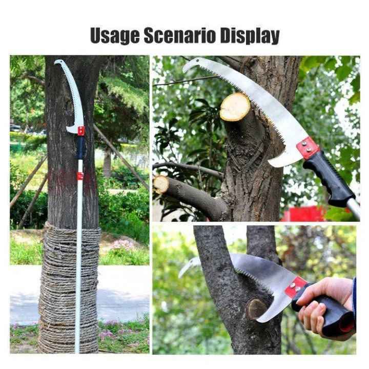 Double Sided Curved Pruning Saw with Hook Rust Resistant Sharp Blade and Rubber Grip Handle