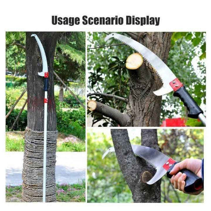 Double Sided Curved Pruning Saw with Hook Rust Resistant Sharp Blade and Rubber Grip Handle